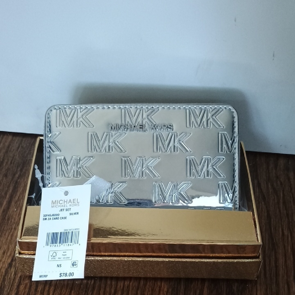Michael Kors Metallic Silver Card Holder